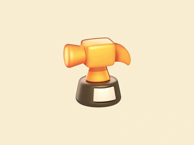 Hammer trophy game golden hammer icon illustration trophy