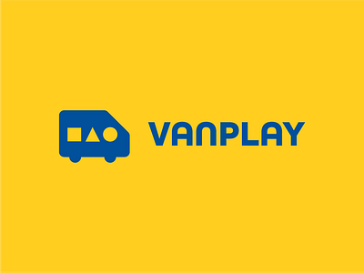 VanPlay - Logo Design & Visual Identity blue branding car design flat fun graphic design illustration kids lego logo logo design minimal modern play symbol toys ui van yellow