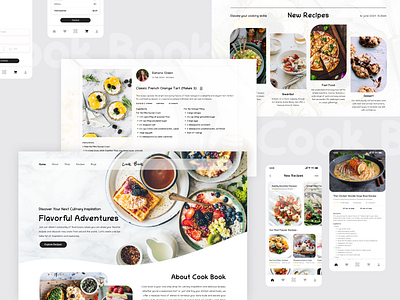 Recipe Website & App UI UX Design (Culinary Food Blogs) app blog branding culinary design food home screen landing page recipe responsive design ui user interface ux website