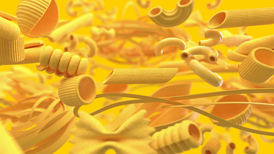 Background Pasta Loop 3d floating pasta yellow