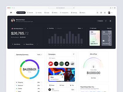 Papel: Web App bank banking campaigns credit cards dashboard desktop digital banking exchange fintech fintech dashboard insurance message payment personal finance saas spending summary split bill transaction ui user interface