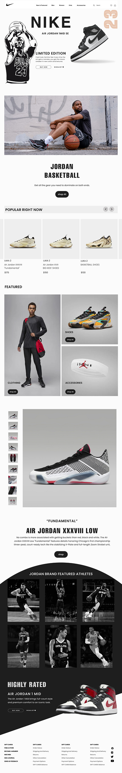 Nike website design giving tribute to Legendary MICHAEL JORDON ui
