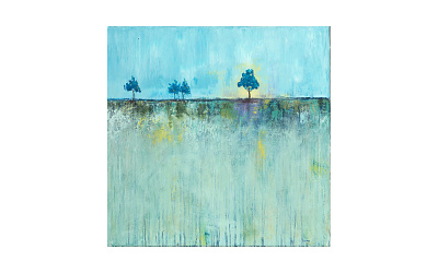 On the Horizon abstract blue cogwurx expressionism illustration landscape nature square trees