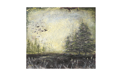 Morning Flight abstract cogwurx expressionism forest illustration landscape nature oil traditional