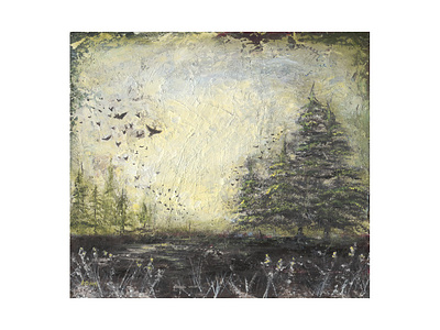 Morning Flight abstract cogwurx expressionism forest illustration landscape nature oil traditional