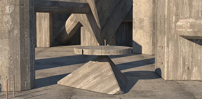 Concrete Slab Spinning 3d brutalism concrete loop shadow