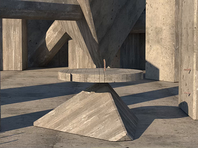 Concrete Slab Spinning 3d brutalism concrete loop shadow