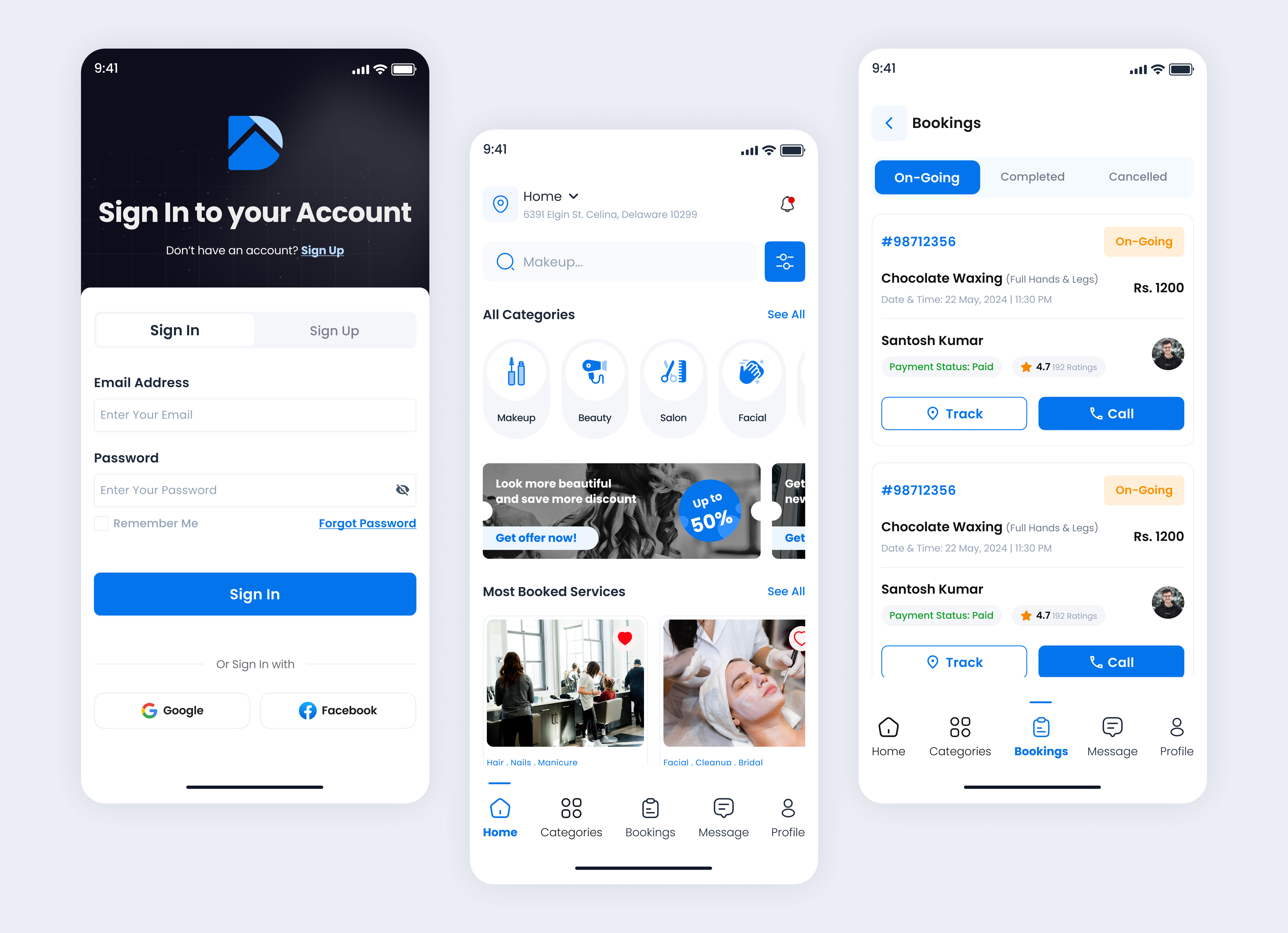 Home Salon Service App app branding design figma graphic design home salon home salon service app illustration landing screen login screen logo mobile app screen salon app typography ui ux vector webpage website
