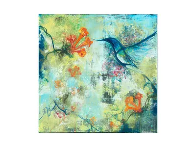 Nectar abstract bird cogwurx expressionism humming illustration square