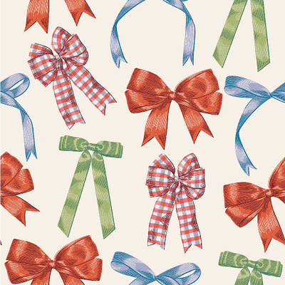 Multicolored Bows bows event gift wrap holidays illustration pattern ribbon wallpaper