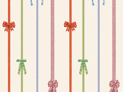 Multicolored ribbon bow illustration pattern ribbon