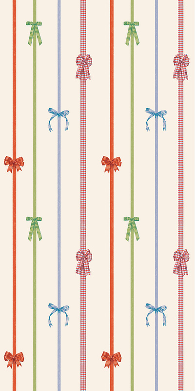 Multicolored ribbon bow illustration pattern ribbon