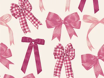 Pink Bows bow gift illustration pattern pink ribbon surface design wrapping paper