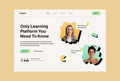 E-Learning Platform Hero course design e learning hero landing page learning ui uiux user interface ux web web design website