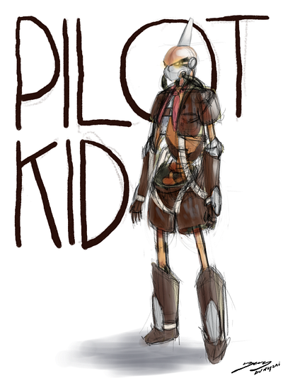 Mechanical Character Design Concept "Pilot Kid" 1930s android character design digital digital illustration illustration mechanical pilot retro robot robotic