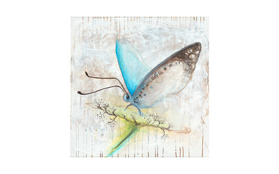 Verdes Blue abstract blue butterfly cogwurx expressionism illustration insect nature oil square traditional