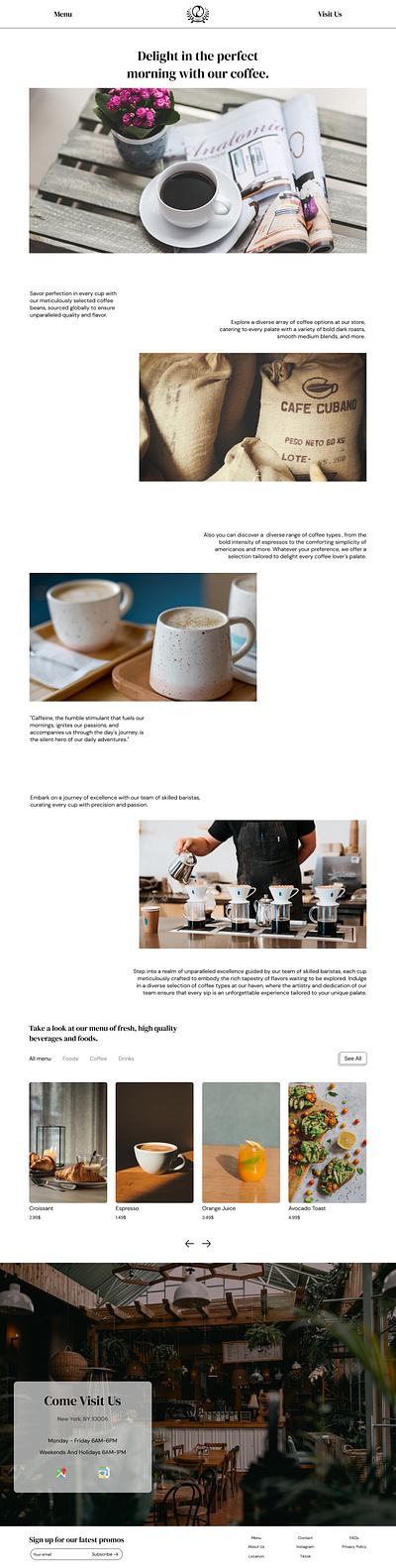 Cafe Website Design