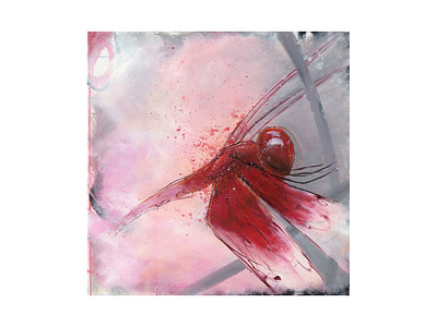 Red Grasshawk abstract bug cogwurx dragon dragonfly expressionism fly illustration insect red square