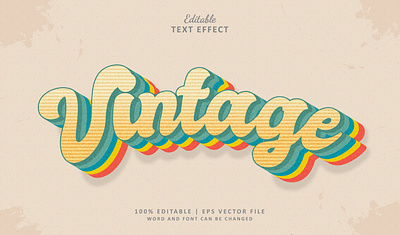 Text Effect Vintage 3d branding colourful graphic design logo text effect