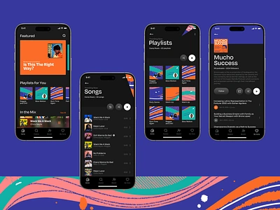 Music App User Interface app app design application dark theme design graphic design illustration interaction design interface mobile mobile app mobile application mobile design music music app music application ui user experience user interface ux