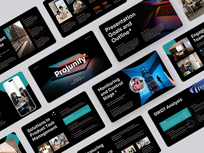 Projunify - Project Management Powerpoint Template branding deck design layout pitch deck powerpoint presentation deck presentation design ui ui design uiux