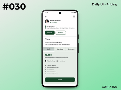 Daily UI 030 - Pricing app dailychallenge dailyui dailyui 30 design figma freelancing freelancing website mobile pricing tabs ui ux