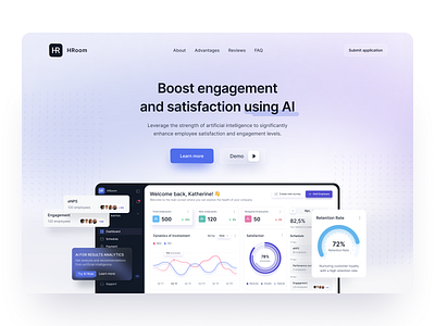 HRoom. landing page ai app branding clean design graphic design hr hrm human resource illustration landing page logo minimal recruit saas ui ux web web platform