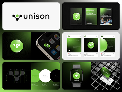 Unison - Brand Identity 3d beand identity branding graphic design graphic hunters logo modern logo ui unison logo