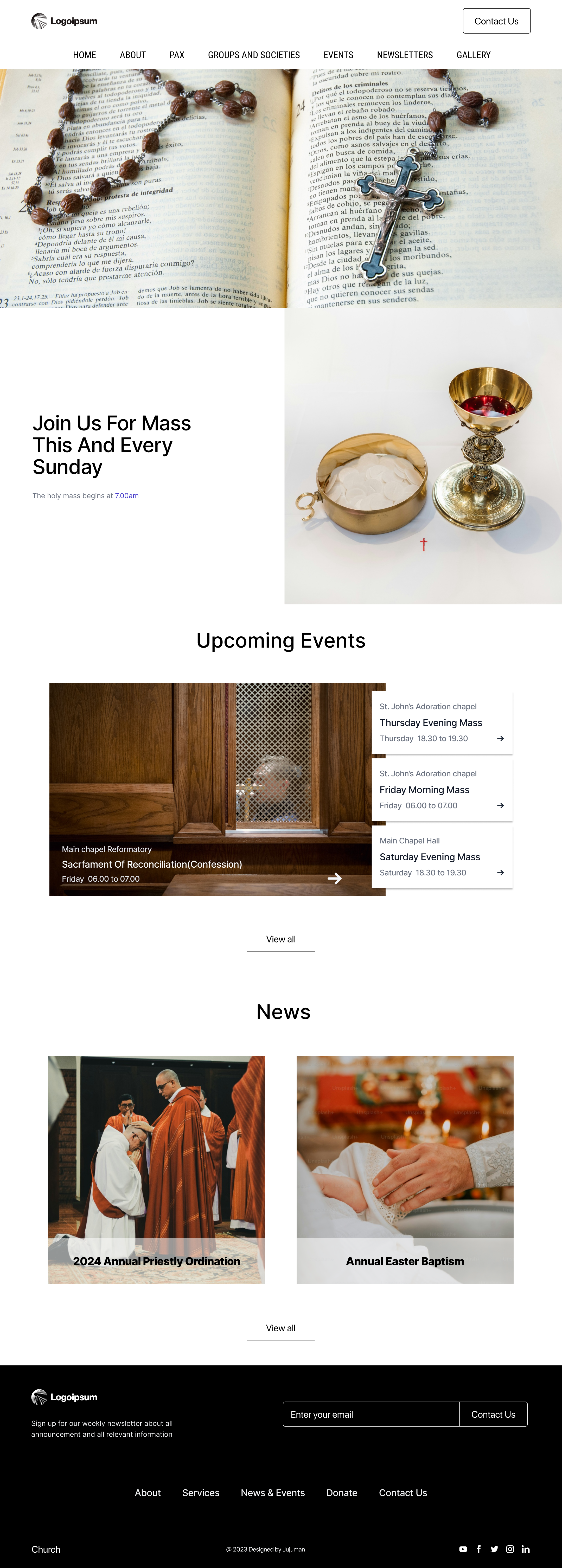 Church Landing Page design ui ux we