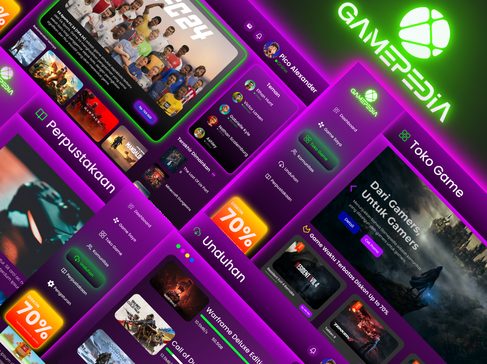 Gamepedia 24' animation figma gamecollection gamelauncher gamestore glow illustration playstation plugin psp slidereffect ui website xbox