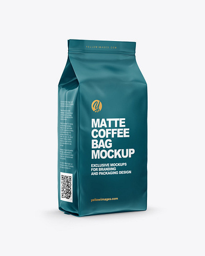 Free Download PSD Matte Coffee Bag Mockup - Half Side View mockup designs mockup psd