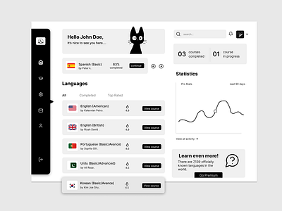 Black & White Dashboard black course ui dashboard ui white