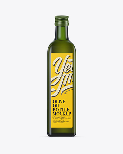 Free Download PSD 0.75L Green Glass Olive Oil Bottle Mockup free mockup template mockup designs
