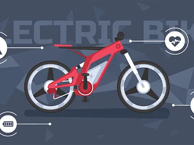 Explore the future of cycling 🚴‍♂️ ⚡️ adventure battery powered commute cycling ebike eco friendly electric bike fitness future of mobility green energy health illustration innovation smart transport sustainable transport technology vector illustration