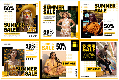 "Summer Sale" Social Media Post Collection branding concept design creative graphic design poster posts summer