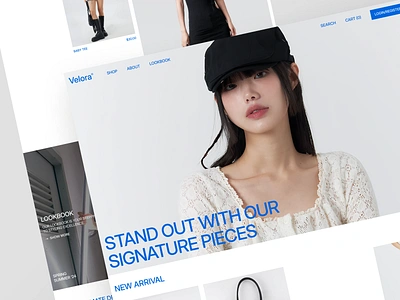 Velora - Fashion E-commerce acubi brutalism clean e commerce fashion fashion brutalism website fashion landing page fashion website korean style landing page modern style ui ui design ux web web design website y2k