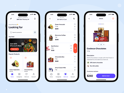 Grocery App UI Kit app design clean design clean ui delivery ecommerce food fruits grocery app grocery store market minimal online shop supermarket ui8 uiuxdesign vegetables