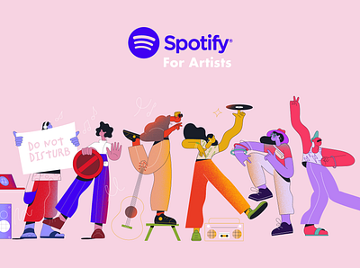 Music illustration series for Spotify US adobe illustrator character character design character illustration dancing illustration freelance illustrator funny illustration illustration music illustration spot illustration spotify vector illustration