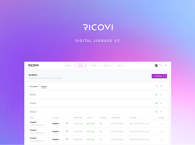 Digital Signage V.2 app design branding dashboard design group minhaz minhazum saas ui ux design webapp