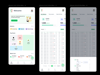 Stock and Investment Scanning App app finance app homepage investment mobile mobile design mobile ui stock ui web app web design