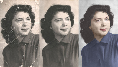 Lady Photo Restoration adobe photoshop color grading graphic design restoration