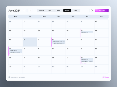 Calendar component calendar calendar component desktop design gradient button mesh gradient task task management