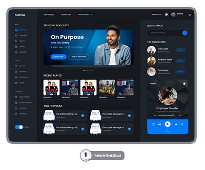 Podcast UI Platform color design illustration typography ui user interface ux