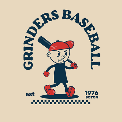 GRINDERS Baseball mascot logo graphicdesign illustrator logodesign mascot mascotdesign mascotlogo