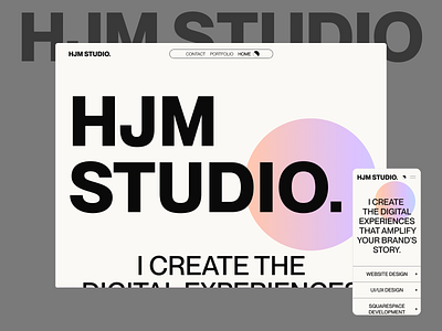 HJM Studio / Minimalist Design with Hover Gradient Spotlight animation design responsive design spotlight squarespace ui ux