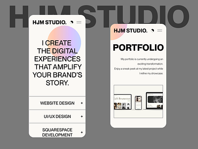 HJM Studio / Gradient Spotlight Effect / Responsive Design. animation design gradient portfolio responsive design squarespace typography ui ux