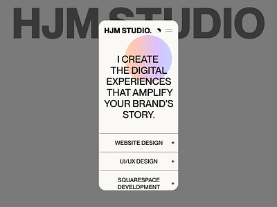 HJM Studio / Responsive Homepage / Gradient Spotlight Effect animation design gradient responsive design squarespace ui ux