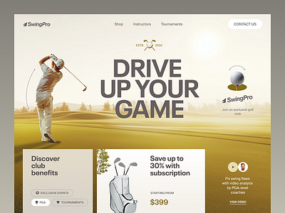 Website for a Sports Company ✦ SwingPro ui