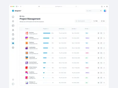 Project Management app application design list product table project project table table ui ui design ui list ux web app web design