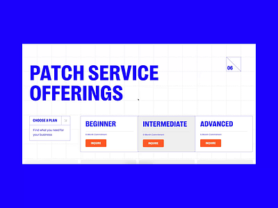 Patch Services animation branding design graphic design illustration motion graphics our services page rogue studio saas services typography ui web website